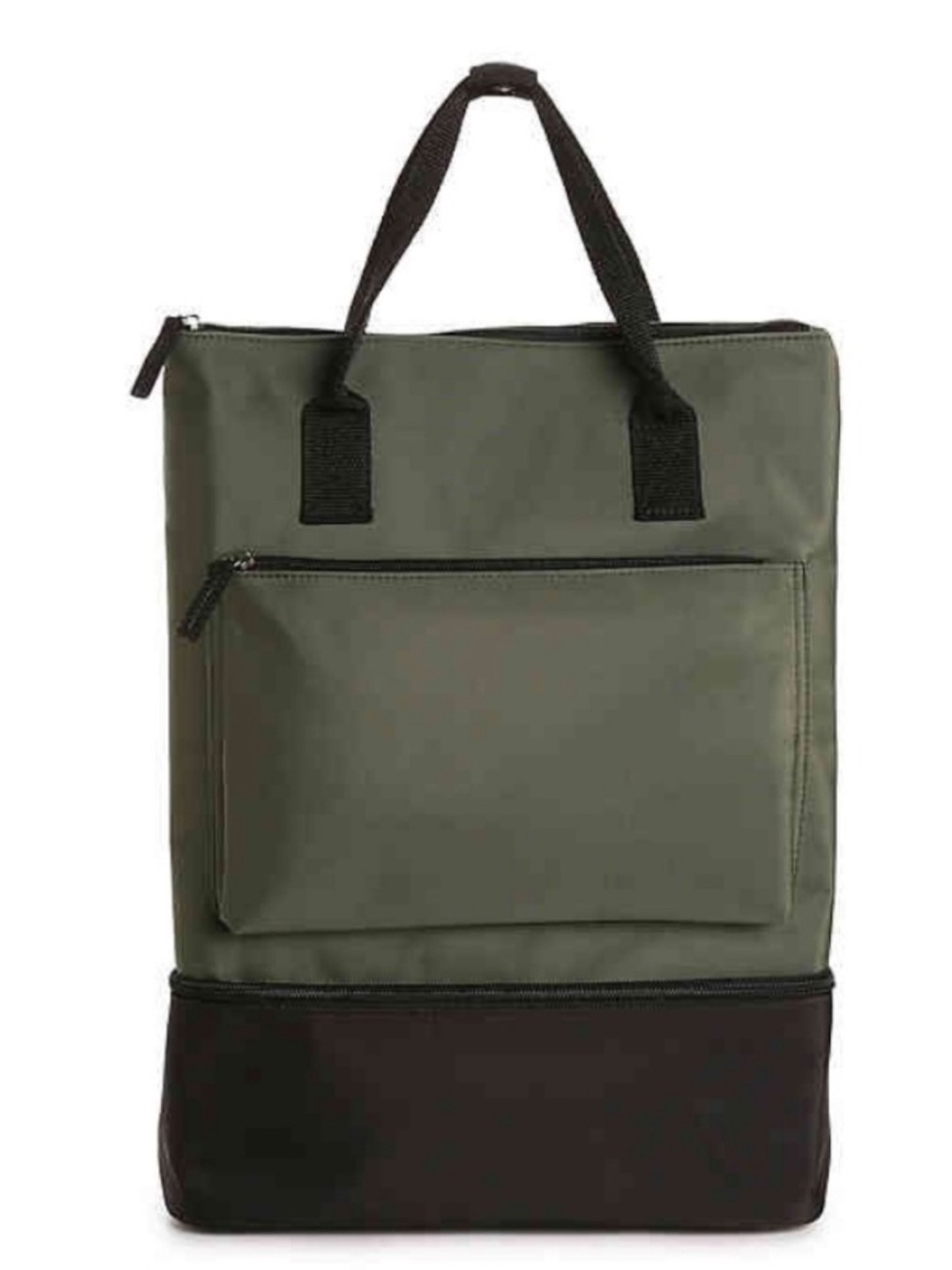 DSW Olive and Black Two-Tone Travel Backpack Tote - Picture 3 of 14